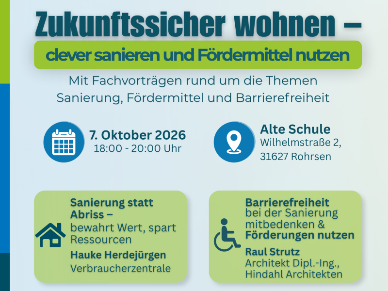 Flyer für Zukunfssicher Wohnen Veranstaltung